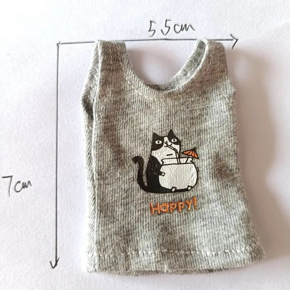 NEW Blyth Clothes T-Shirt Vest   Cute Cat print Vest clothes for Blyth, Momoko, Obistu, Licca , FR 1/6 Dolls Accessories