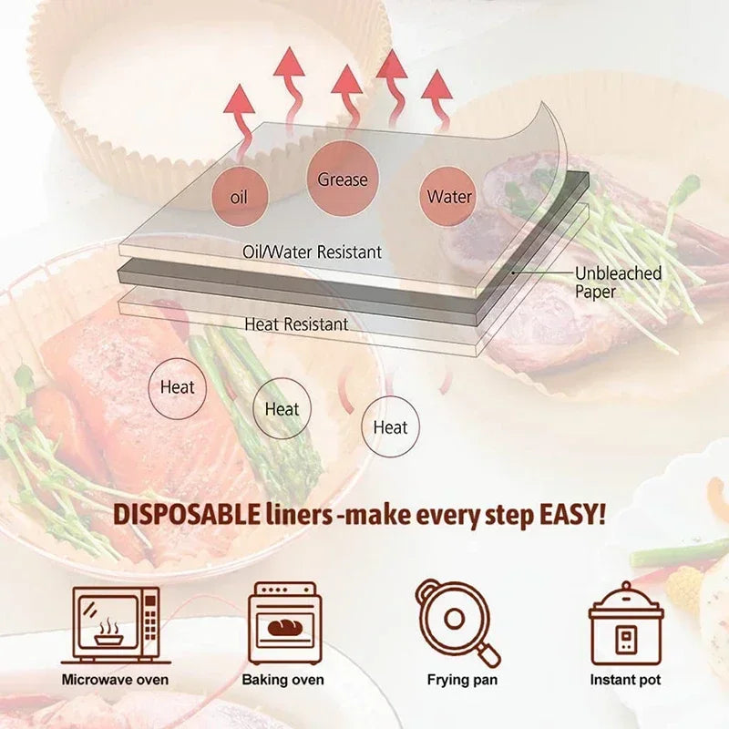 Air Fryer Disposable Paper Parchment Wood Pulp Steamer Cheesecake Air Fryer Accessories Baking Paper for Air Fryer
