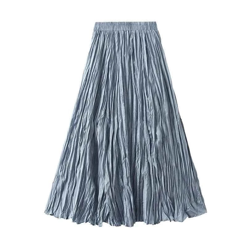 KarSaNy Long Pleated Skirts For Woman High Waist Large Hem White Skirt Summer Women's A Line Maxi Skirts For Women 2026 Long