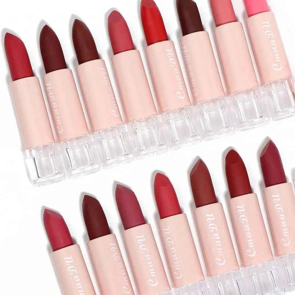 CmaaDu 15Color Pro 24HR Weightless Colour Matte Nude Velvet Liquid Rich Matte Finish Lipstick Lipgloss Waterproof Lip Makeup