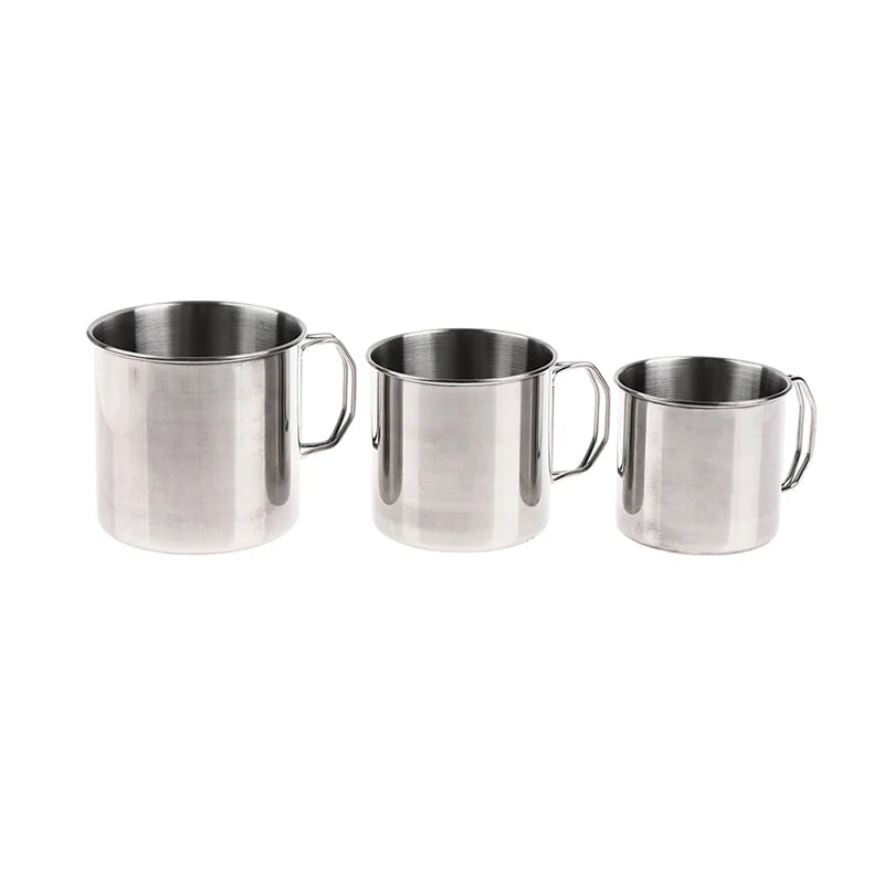 1Pc Stainless Steel Folding Handle Cup Portable Carabiner Cup Outdoor Camping Cups for Home Outdoor Camping Accessories