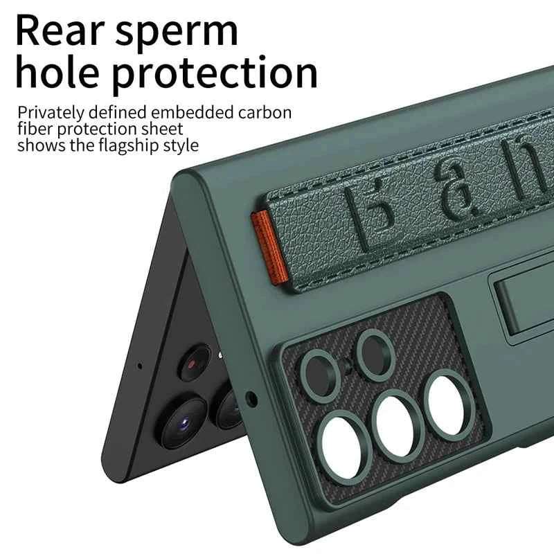For Samsung Galaxy S23 S24 S25 S26 Ultra 5G Case GKK Luxury Ultra Thin Bracket Anti-drop Elastic Wristband  Kickstand Cover