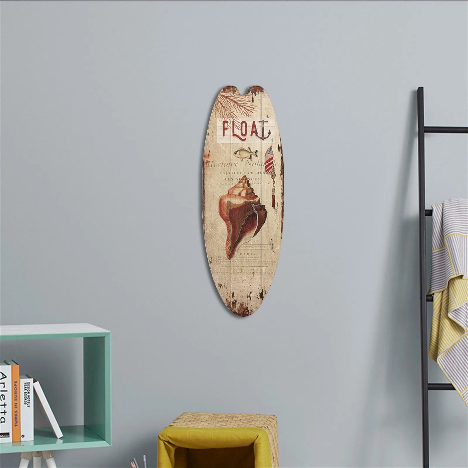 Beach Ocean Theme Surfboard Wooden Leisure Home Party Festival Hanging Decoration Bar Home Wall Retro Decor Wooden Print Sign