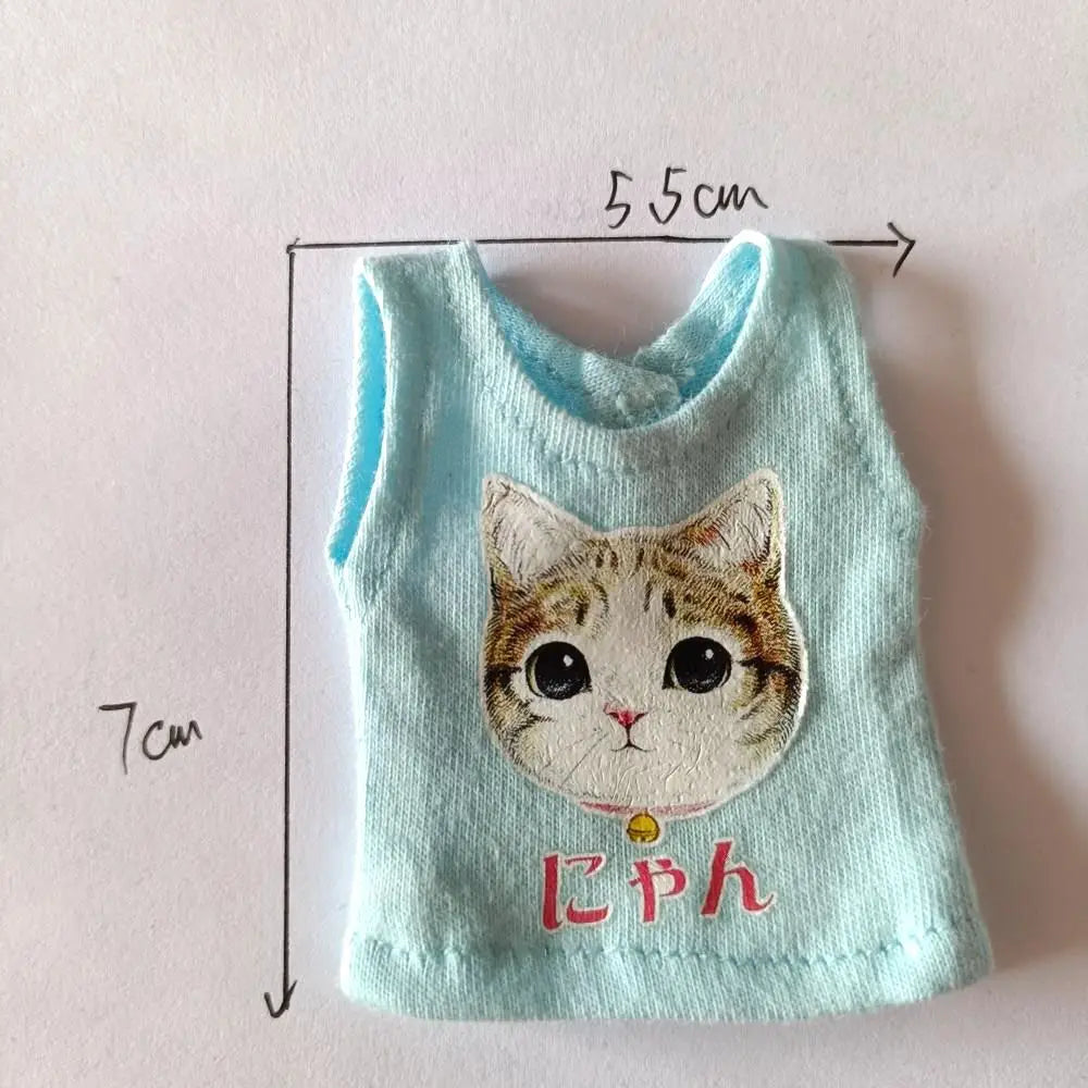 NEW Blyth Clothes T-Shirt Vest   Cute Cat print Vest clothes for Blyth, Momoko, Obistu, Licca , FR 1/6 Dolls Accessories