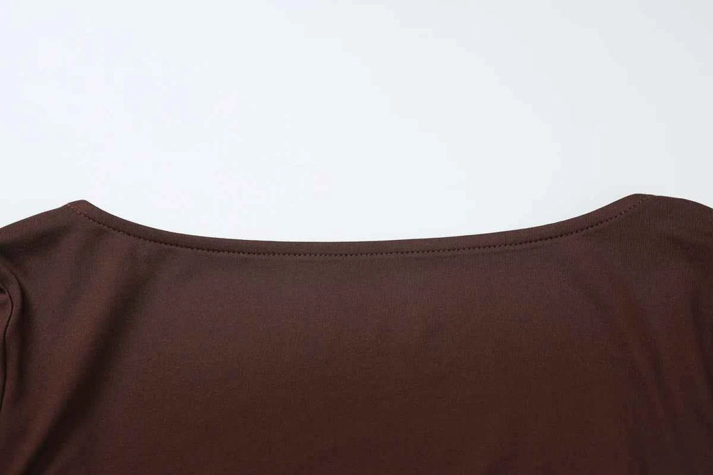 Dulzura Autumn Fashion Sexy Square Collar Long Sleeve Slim T-Shirt Women'S Solid Casual Top Party Club Street Clothes Wholesale