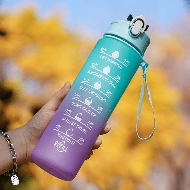 2 Liter Water Bottle with Straw Female Girls Large Portable Travel Bottles Sports Fitness Cup Summer Cold Water with Time Scale