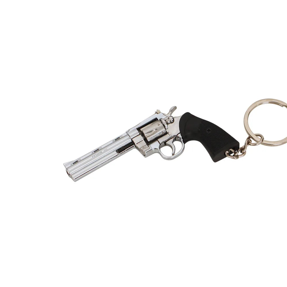 7cm Detachable Colt 357 Revolver Metal Gun Keychain Model Military-themed Keyrings Car Keychain Fashionable Men Accessories