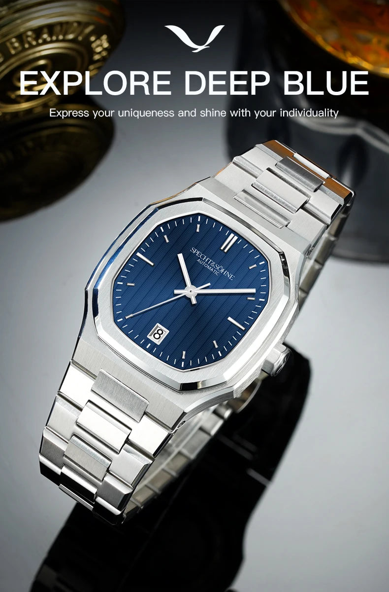 2026 New High Quality Specht&Sohne Watch 37MM Automatic Mechanical Watches Dark Blue Color Sapphire Stainless Steel Reloj Hombre
