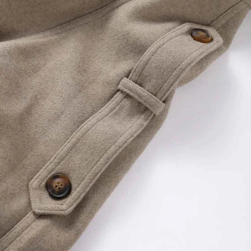 Elegant Women's Short Woolen Coats Stand Collar Double Breasted Long Sleeve Female Jacket 2025 Autumn Winter Lady Warm Outwear