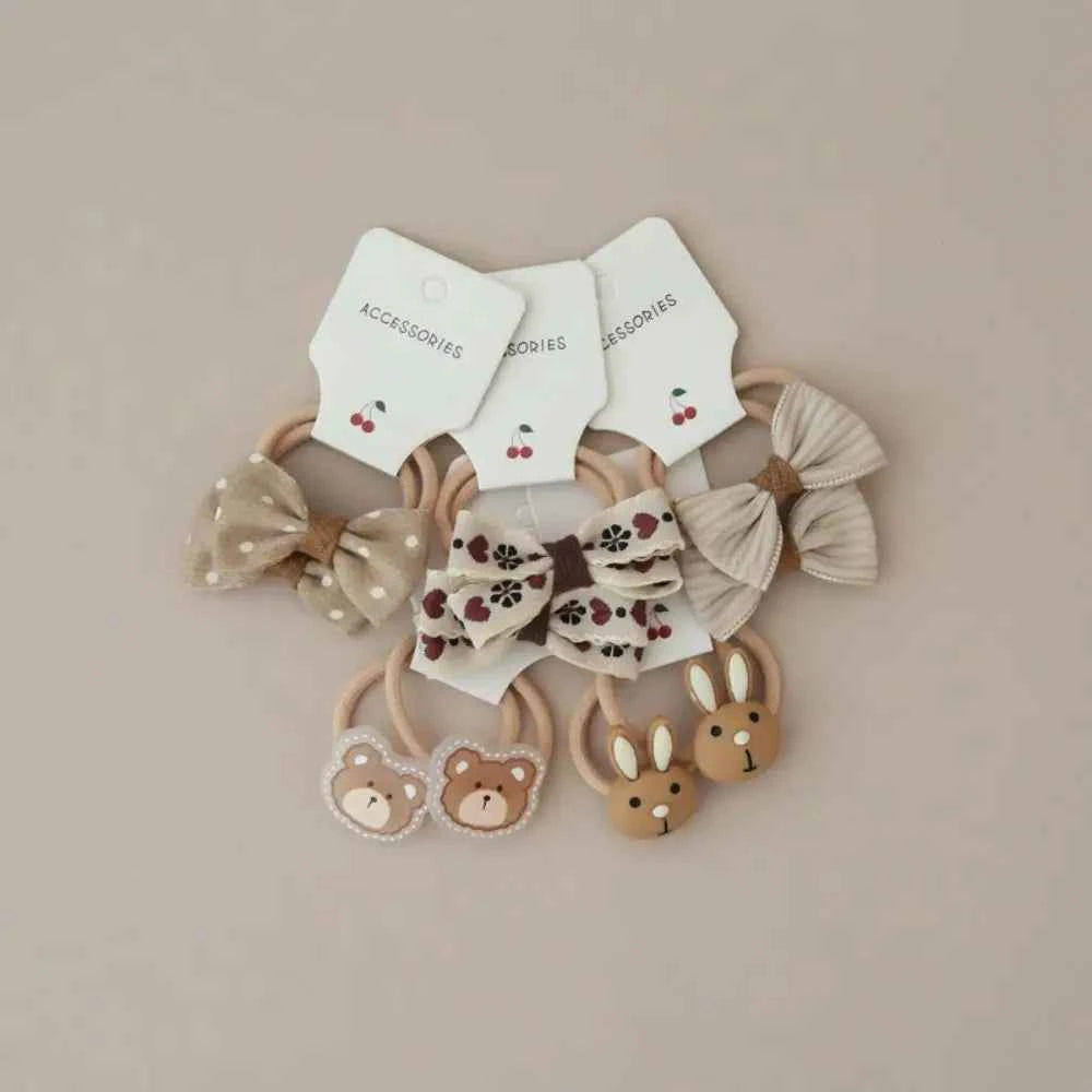 10Pcs Bow-Knot Hair Ties Bowknot Sweet Bows Flower Headdress Elastic Rubber Band Luxury Scrunchies Hair Rope Hair Accessories