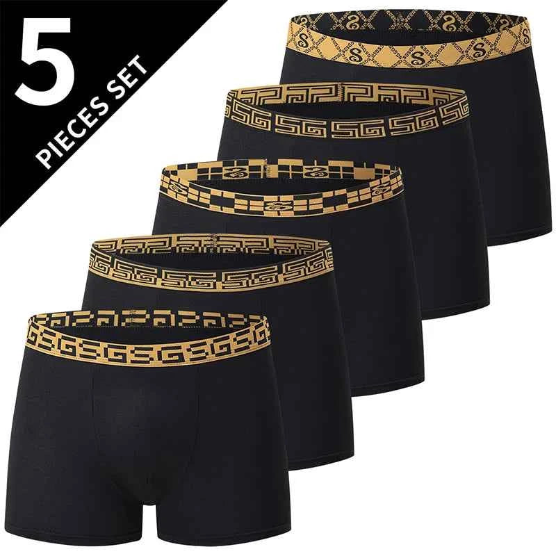 5 /10 Pack Men's Black Gold Printed Boxer Underwear Comfortable And Versatile Plus Size Sexy Young Men's Leisure Sports Beach sh