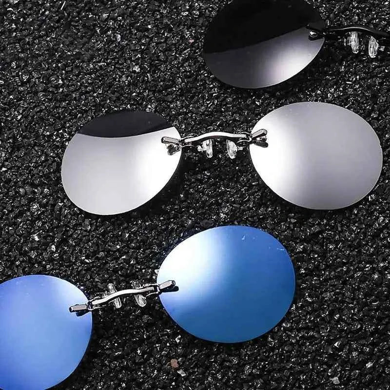 Sunglasses Mini Frameless Vintage Men Eyeglasses1/2pcs Clip On Nose Glasses Round Rimless Frameless Vintage Men Eyeglasses