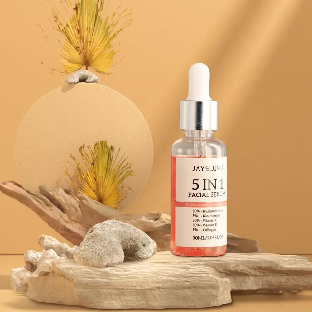 5 In 1 Face Serum Vitamin C Moisturizing Whitening Anti Wrinkle Aging Niacinamide Hyaluronic Acid Facial Serum SkinCare 30ml