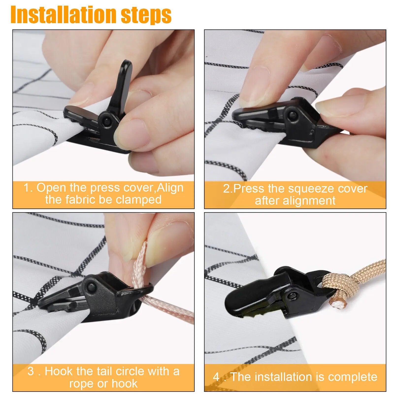 4/8/10/12 Pcs Outdoor Tent Clip Tarpaulin Awning Fixed Tool Hard Wind Rope Clamps Reusable Hiking Camping Accessories Mini