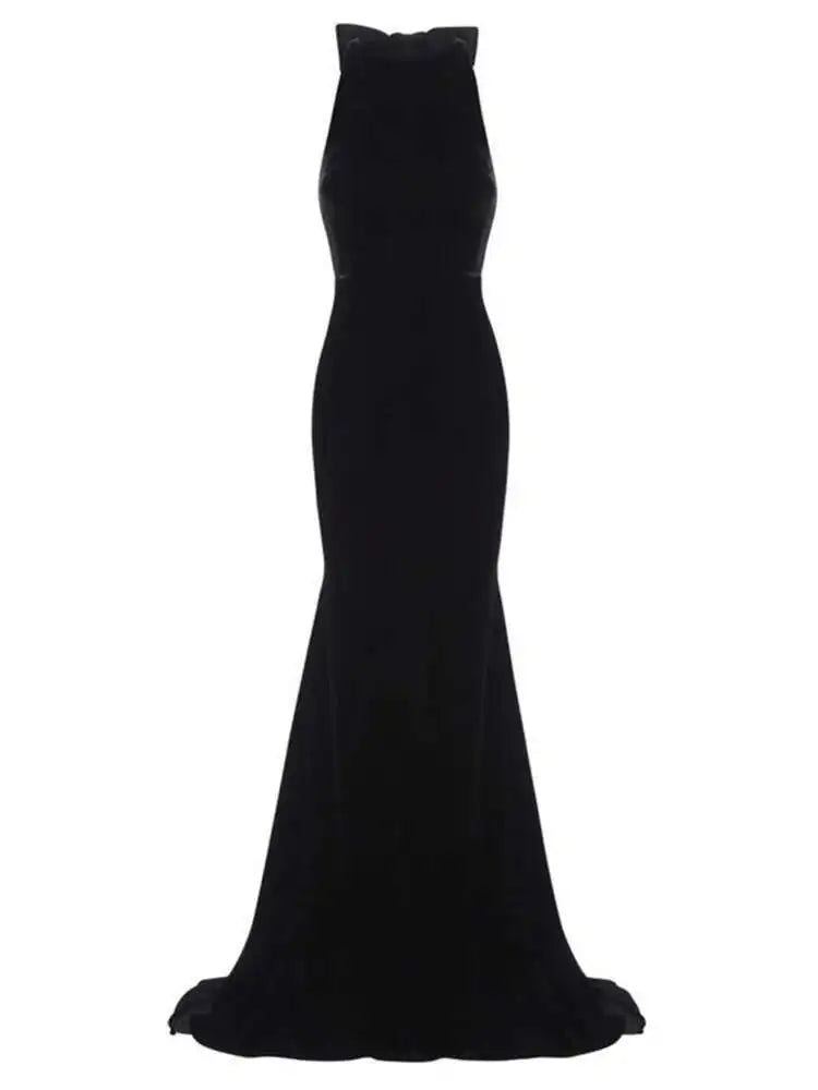 DEAT Elegant Dress Bowknot Ribbon Backless Zip Sleeveless Mermaid Women's Evening Party Dresses 2026 Spring New Fashion 35Z1299