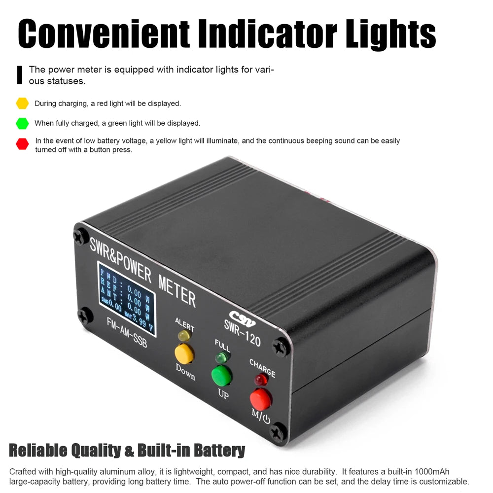 1.8-54MHz Shortwave Meter 120W SWR Digital Power Standing  Meter FM AM SSB Modes Power Meter Support SWR/Power Tool