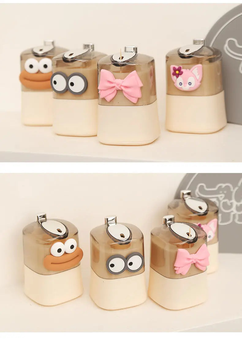 The creative toothpick box automatically pops out a new portable cartoon toothpick holder for both home and commercial use