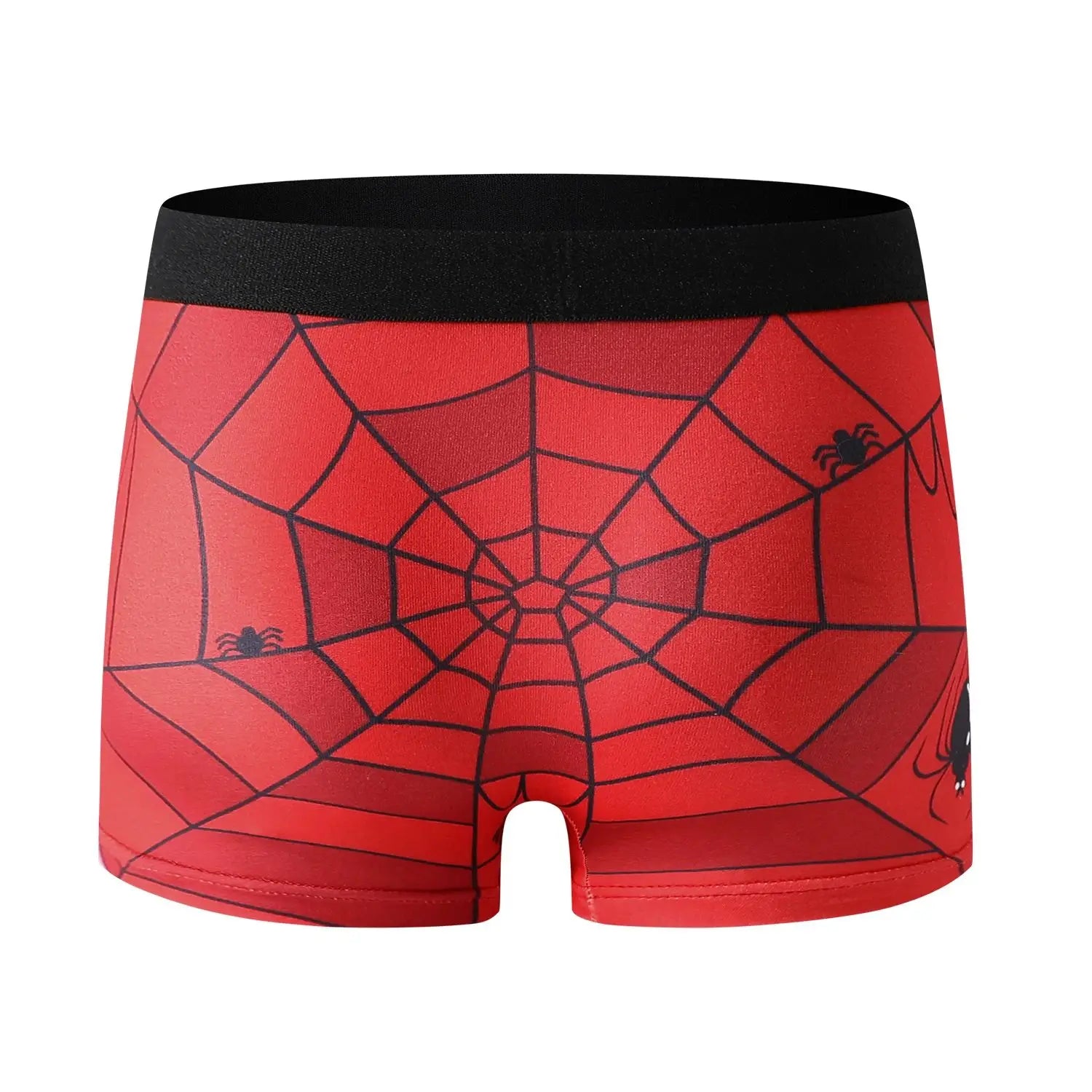 5-Piece Mixed Pack of Boys' Underwear with Spider Print, Cartoon Design, Soft and Comfortable, Casual Cool Street Style for Boys Aged 4-10