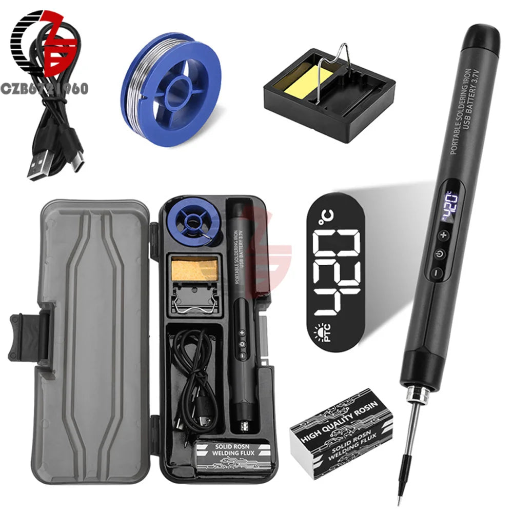 USB Soldering Iron Set Wireless Charging Electric Soldering Iron Type-C Interface Adjustable Temperature Welding Repair Tools