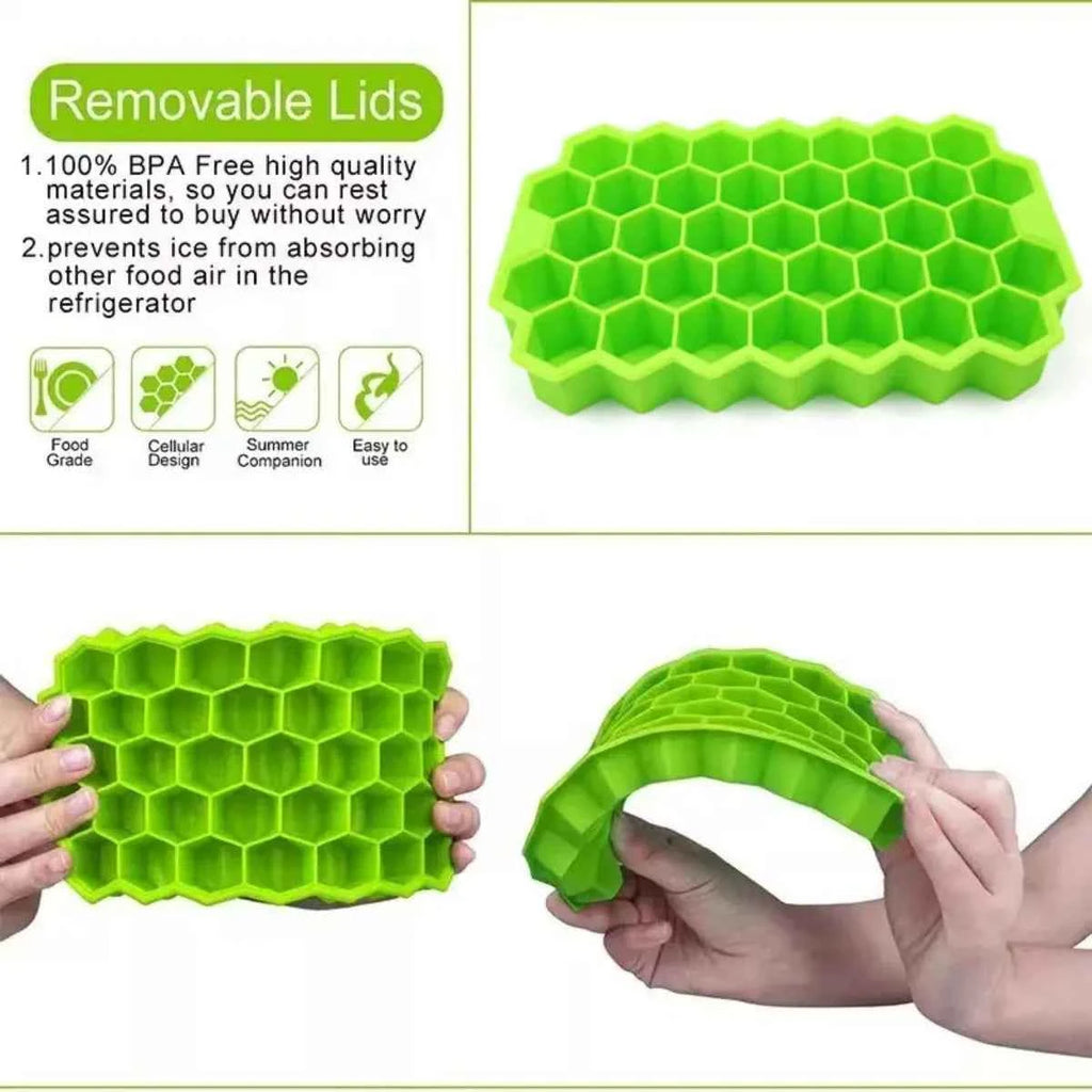 Honeycomb 37-Grid Ice Cube Tray, Silicone DIY Ice Mold (Lid Not Included) for Drinks, Cocktails & Kitchen Use