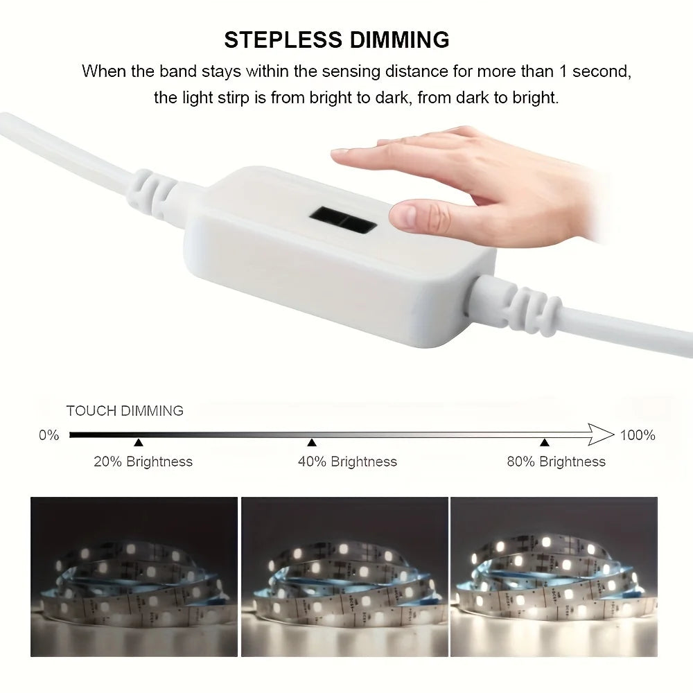 1M LED Night Lamp USB Motion Sensor Dimming LED Strip Lights Nightlights TV Backlight Kitchen Hand Sweep Waving Tape Diode