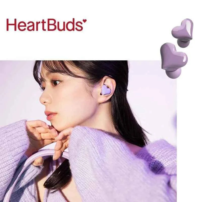 Heart Buds TWS Earbuds for Girls Pink Bluetooth 5.1 20H Playtime with Charging Case Lightweight Gift for Women Gaming Students