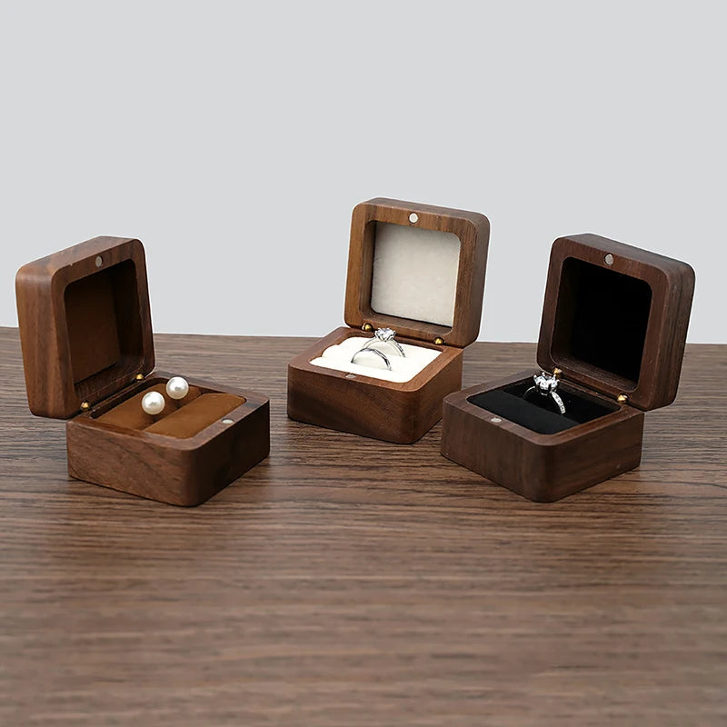 Multi-Layer Jewelry Organizer Box, Wooden Wedding Ring Case With Earring Storage & Gift Packaging