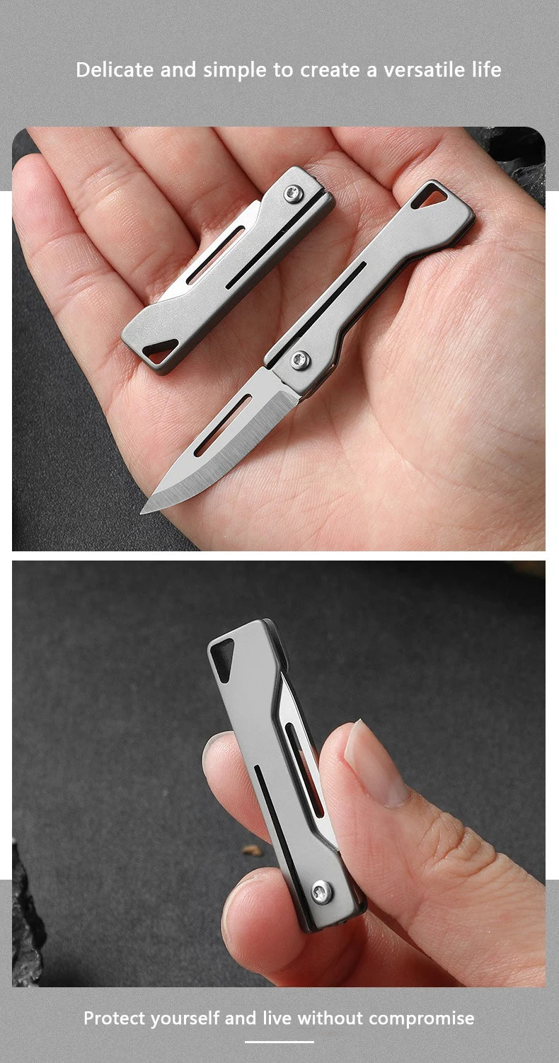 Titanium alloy outdoor utility knife mini folding knife portable pocket knife for express delivery box opening tool