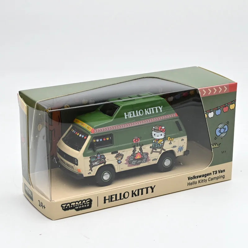 TW 1:64 Volkswagen T3 Van Camping - A realistic static alloy car model, a gift for boys and a collectible display item.