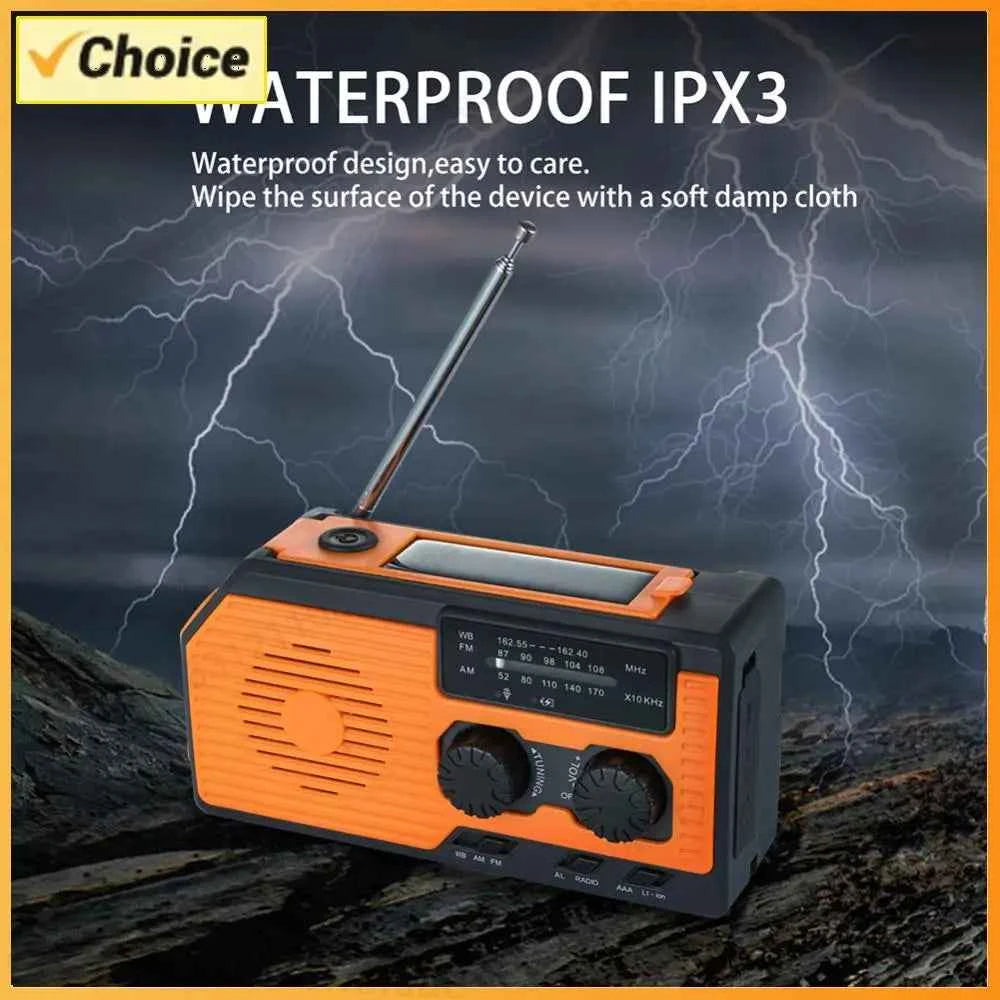 Emergency Weather Radio with Solar Hand Crank & Power Bank
