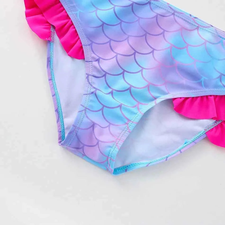 2-10Y New Fashion Kid Rainbow Design Bikini Set Lovely Two Pieces Child Swimwear Cute Girl Flouncing Swimsuit Summer Beachwear