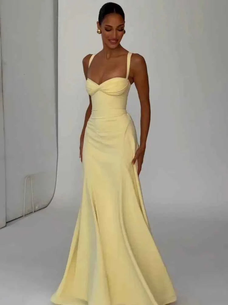Lady Sexy Strapless Split Solid Pleated Dress Women Chic Backless High Waist Off-shoulder Dresses 2026 New Evening Party Gowns