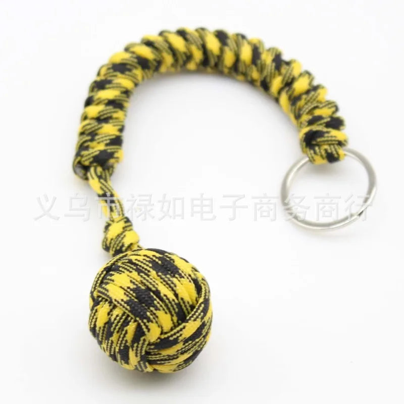 Emergency Escape Parachute Rope Woven Steel Ball Self-defense Ball Hand Woven Multifunctional Parachute Rope Woven Keychain
