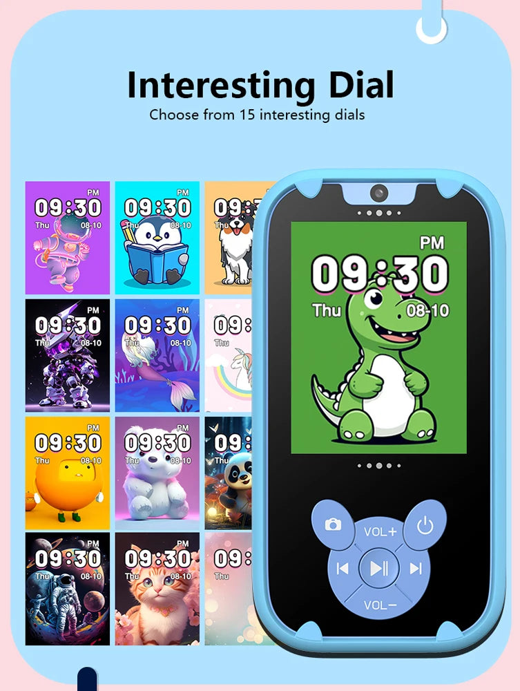 Interesting Kids Smart Learning Phone,8GB Memory Game Gift Educational Toy with Dual Camera &Music Player for Ages 3-12 Birthday