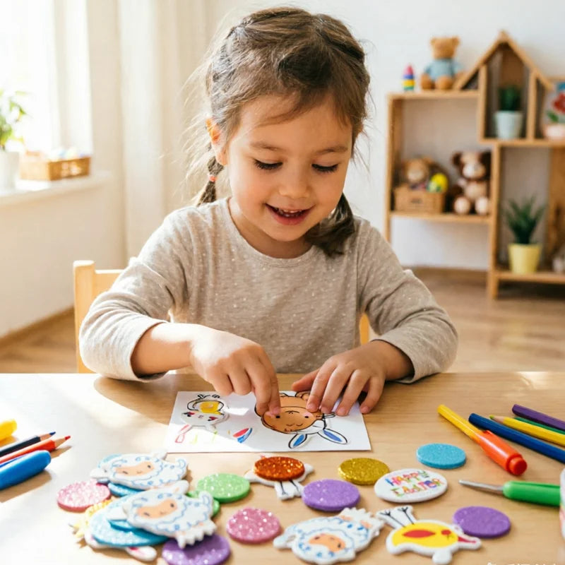 100PCS Glitter Foam Stickers Assorted Shapes Self-Adhesive Craft Stickers for Kids DIY Scrapbooking Card Making Classroom Decor