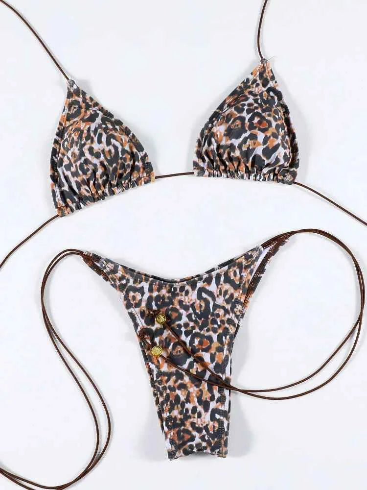 Sexy Triangle Swimsuit Tie Bikini Push Up Women Swimwear High Cut Bathing Suit Brazilian Biquini Sexy Solid Bandage Beachwear