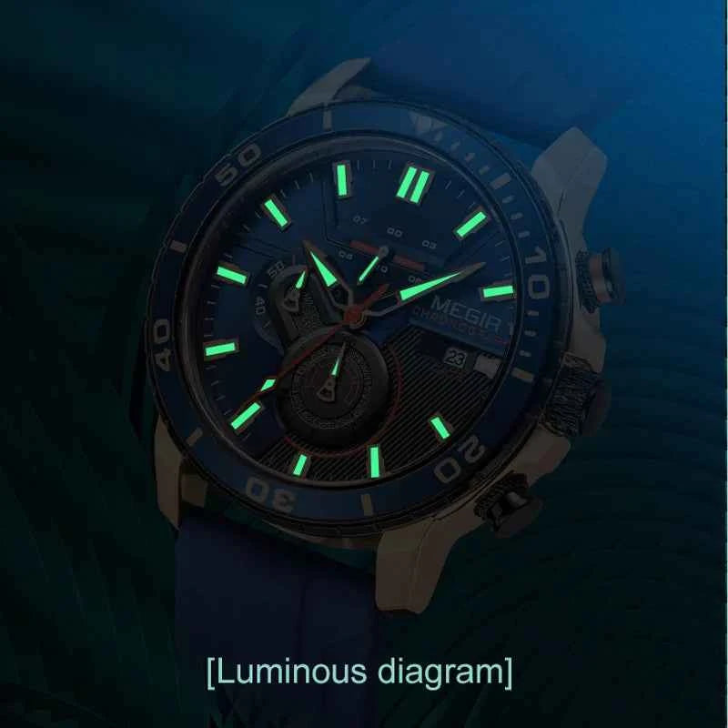 MEGIR Men Wristwatch Fashion Casual Quartz Date Watches Luxury Male Clock Chronograph Multifunctional 30M Waterproof Sport