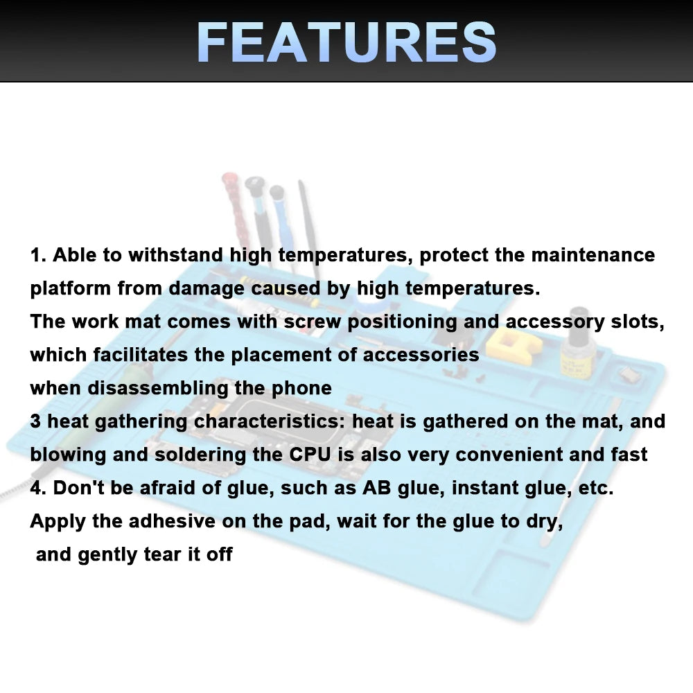 Repair Pad Silicone Waterproof Motherboard Electronic Equipment Repair Board Multi-Component Placement Heat Tin removal work pad