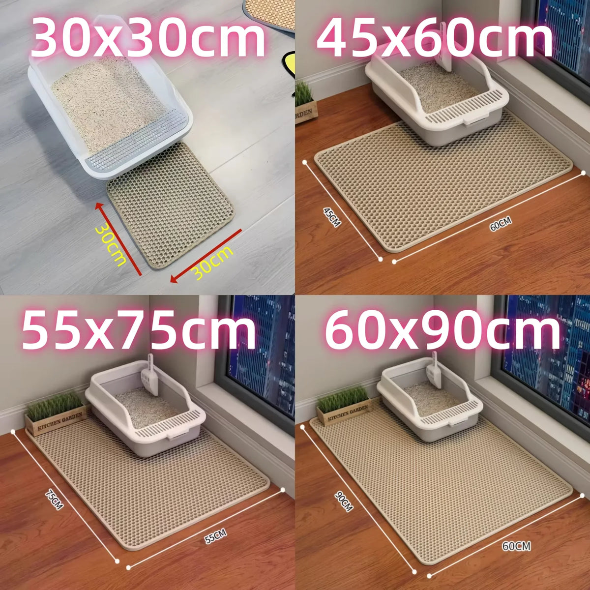 Waterproof Cat Litter Mat 2-Layer EVA Trapping Design