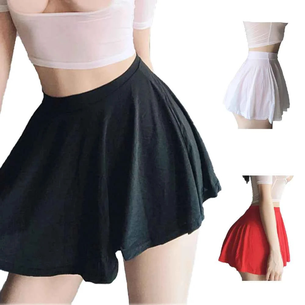 Sexy Skirt Solid Color Ice Silk Lotus Leaf Pendulum Transparent Nightclub Party Mini Skirts Womens Jupe Femme Faldas Korean