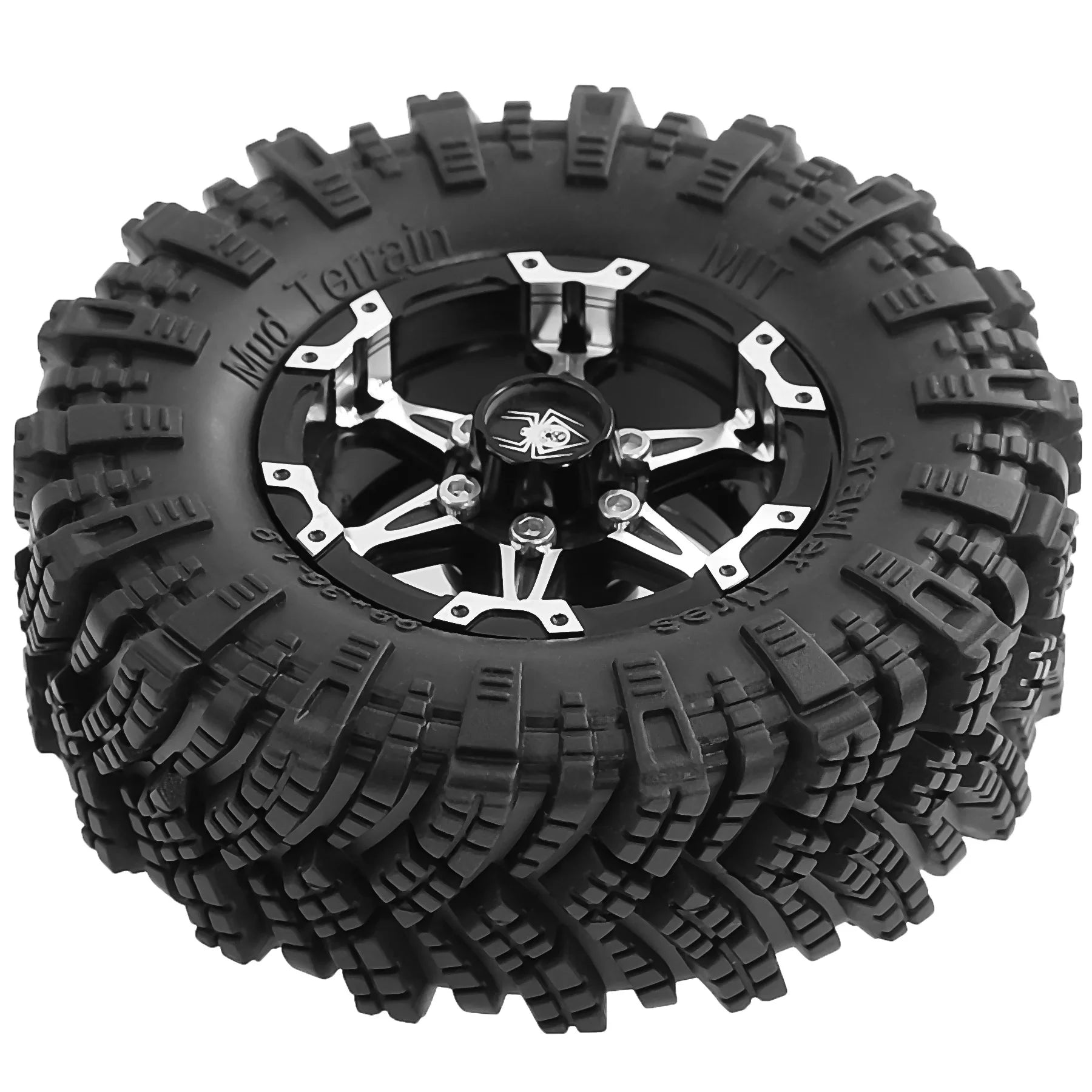 RED SPIDER Metal Alloy 1.9 inch Beadlock Wheel Rims 98mm OD Rubber Tires for Axial Wraith TRX-4 1/10 RC Crawler Model Car Parts
