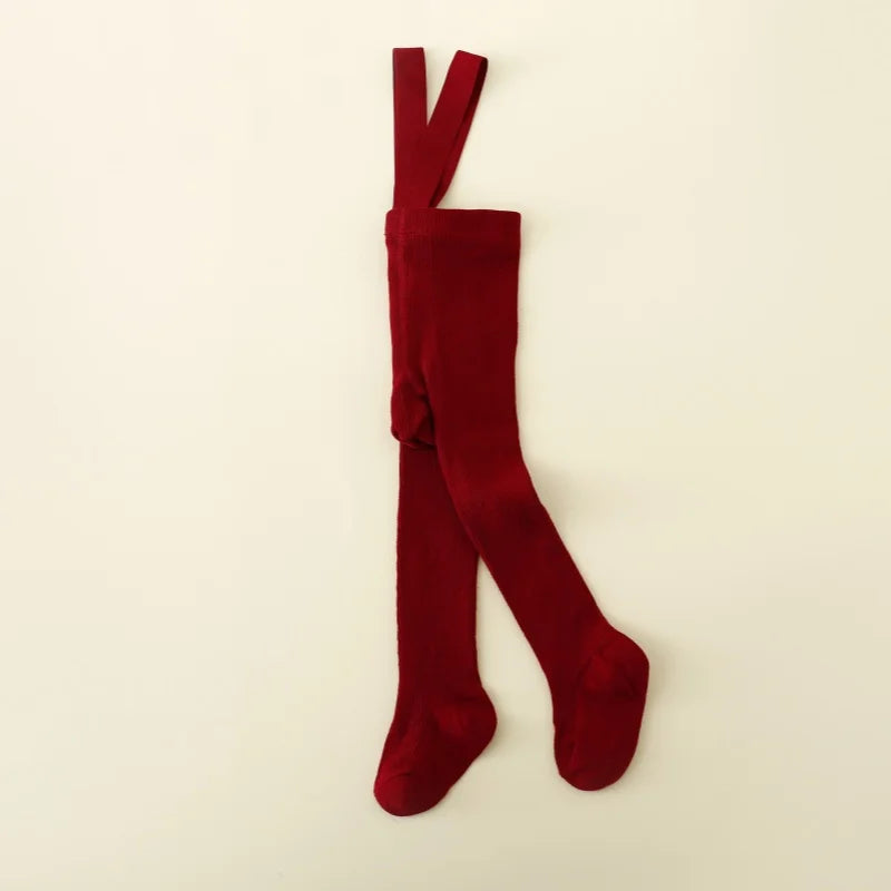 Christmas Tights For Girls Suspender Pantyhose Winter Autumn Tights For Boys With Shoulder Strap Knitted High Waist Legging New