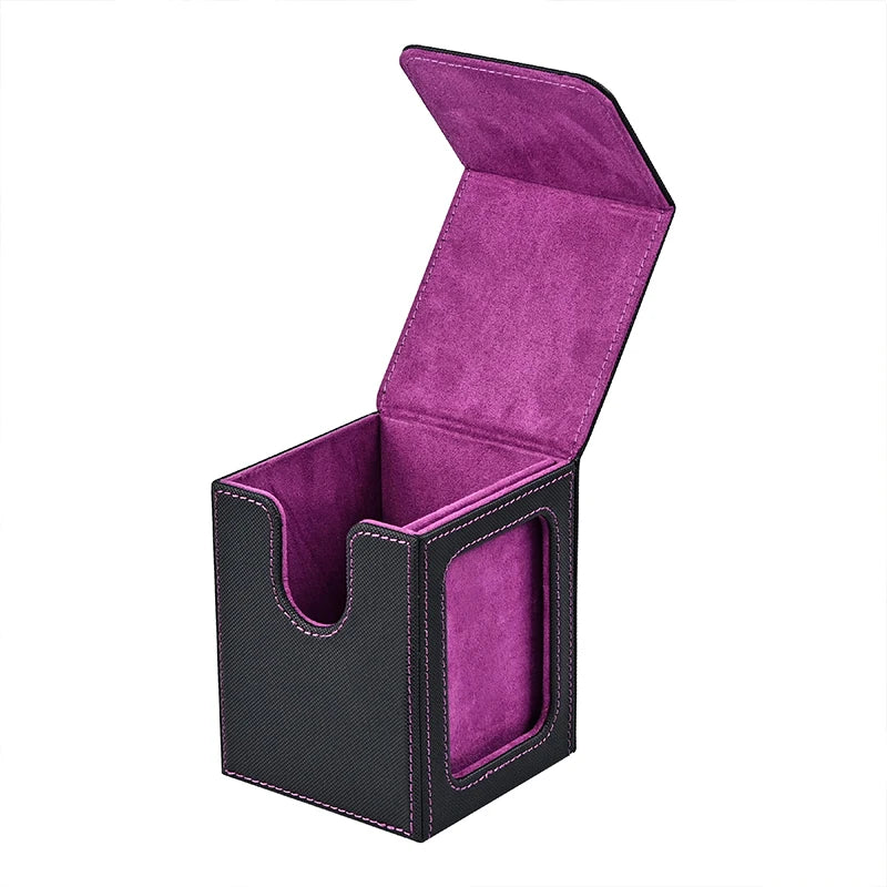 Card Deck Box,Card Storage Box holds 100+ Single Sleeved Cards, PU Leather Magnetic Closure for Magic cards TCG cards