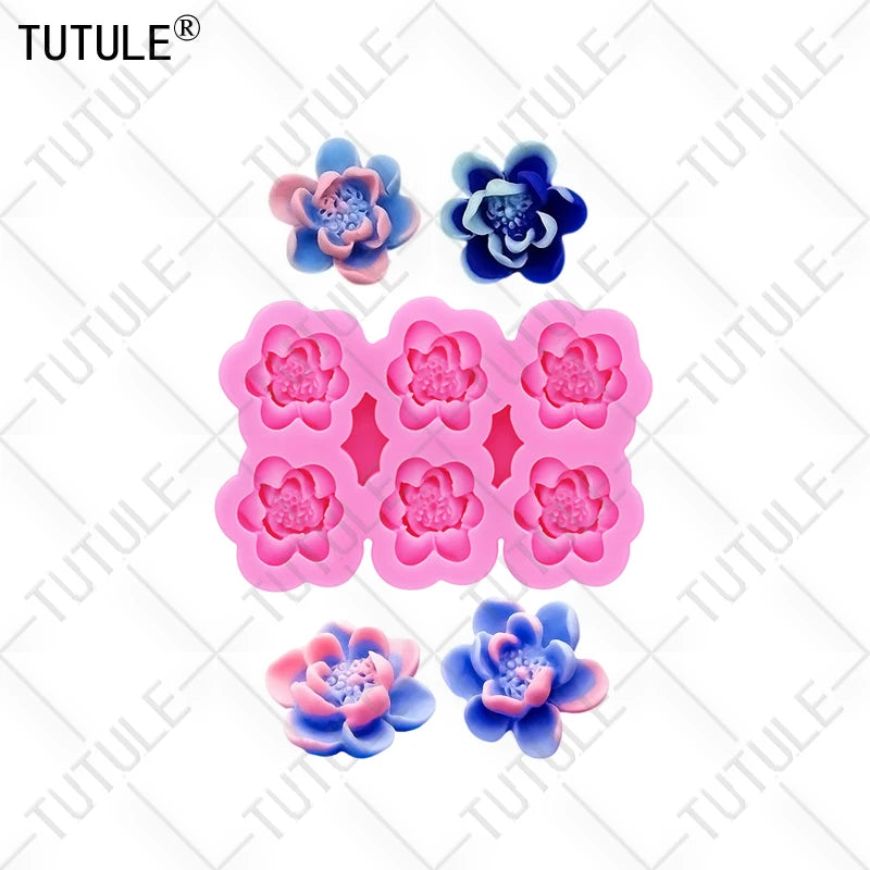 Peony Flower DIY Resin Phone Case Clay Mold 3D Peony Flower Resin Accessories Silicone Molds Flower Chocolate Fudge Cake Mold