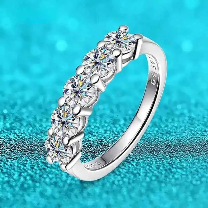 SG White Gold D Color 4mm Moissanite Ring For Women 925 Silver 1.5CT Stone Match Dia Wedding Band Bride S Sterling Sier