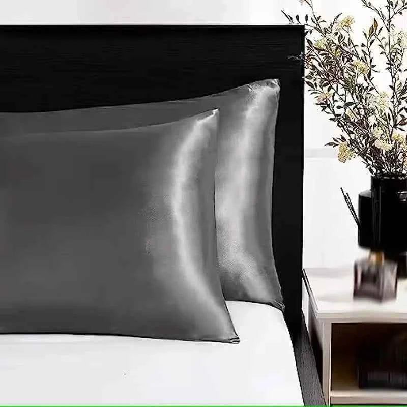 2pcs Satin Silk Pillowcase for Hair and Skin, Coral Pillow Cases Standard Size Set of Super Soft Pillow Case
