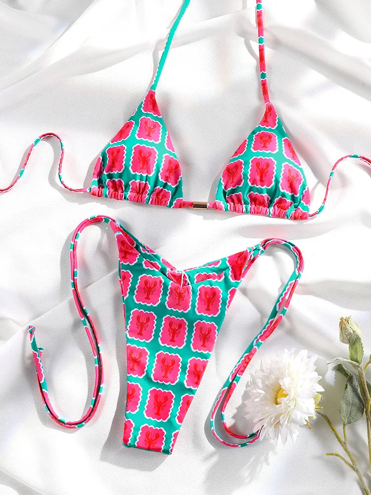 Miyouj Women's Bikini Set Push Up Bathwear 2026 Biquinis Female Swimsuits Print Two-Piece Set High Waist Bathsuits Sexy Swimwear