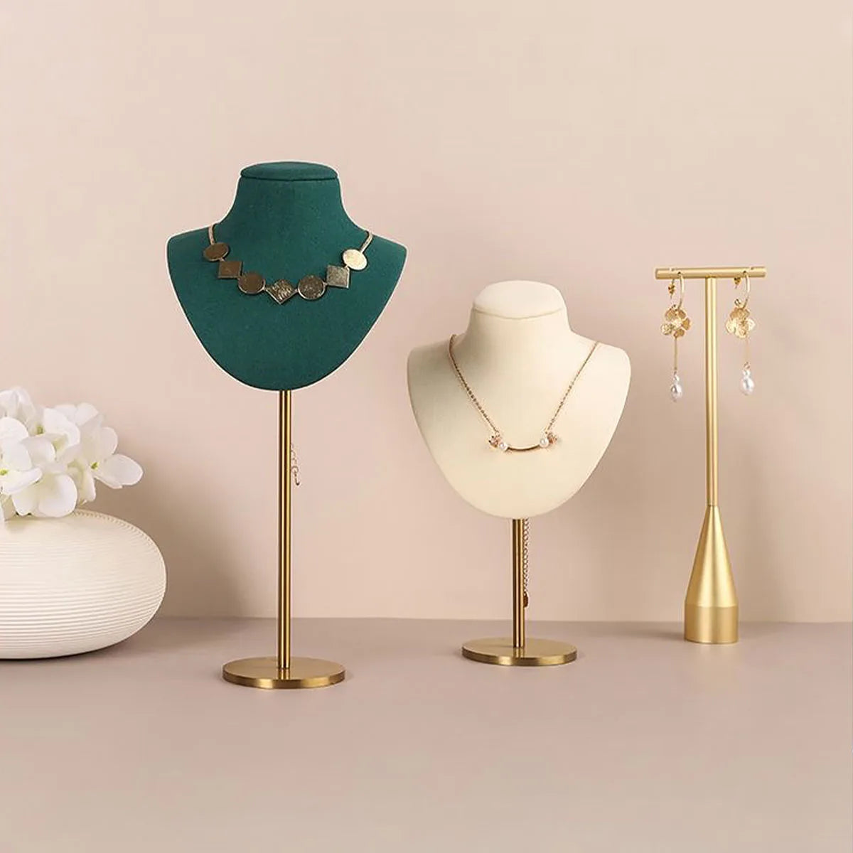 Jewelry Stand Display Necklace Holder T-Bar Plated Metal Tabletop Jewelry Organizer Tower for Show Jewelry Hanging Pendant