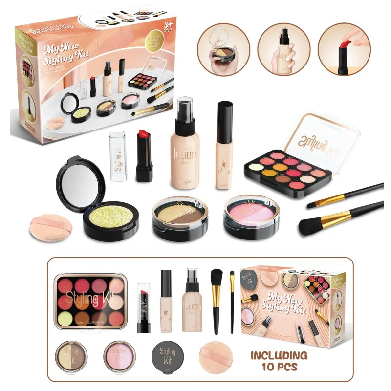 Kids Pretend Makeup Play Set for Ages 3-6 Girls, Children's Cosmetic Simulation Toy Kit, Fashion Styling Beauty Set For Girls