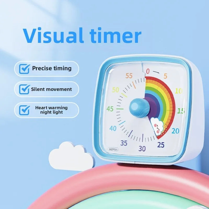 Kids Children Reminder Time Management Tool Visual Timer Night Light Ultra Silent Alarm Clock 60 Minutes Countdown Timer Digital
